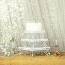 White Chandelier Metal Cake Stands | Square Cupcake Stands | Dessert Display With Crystal Pendants 10" Med