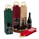Red Jute Wine Bag With Wooden Handle