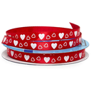 3/8" WARM HEARTS RED SATIN RIBBON 25YDS