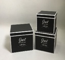 BLACK/WHITE SQUARE FLOWER/CAKE/GIFT BOXES 3PC W/WRITING (W5823)