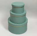 TURQUOISE/GOLD ROUND FLOWER/CAKE/GIFT BOX 3PC (W3058)