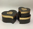 BLACK/GOLD POLKADOT HEART FLOWER/CAKE/GIFT BOX 3PC (W5723)