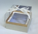 WHITE/GOLD CLEAR TOP SQUARE FLOWER/CAKE/GIFT BOX (W5862)
