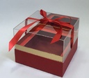 RED/GOLD CLEAR TOP SQUARE FLOWER/CAKE/GIFT BOX (W5863)