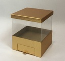 GOLD/CLEAR TOP SQUARE FLOWER/CAKE/GIFT BOX W/DRAWER (W3096)