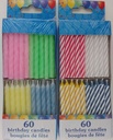 ASSORTED COLOR BIRTHDAY CANDLES 60CT