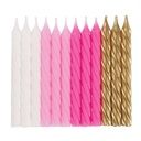 ASSORTED COLOR 8PC BIRTHDAY CANDLES (WHITE,PINK,PEACH & GOLD)