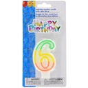 BIRTHDAY NUMBER 6 CANDLE W/CAKE DECOR