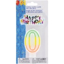 BIRTHDAY NUMBER 0 CANDLE W/CAKE DECOR
