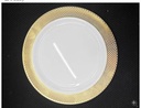 7" WHITE PLASTIC PLATE W/GOLD DESIGN RIM 6CT
