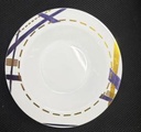 7" WHITE PLASTIC PLATE W/GOLD &amp; RED DESIGN RIM 6CT