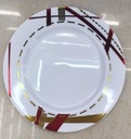 7" WHITE PLASTIC BOWL W/GOLD &amp; RED DESIGN RIM 6CT
