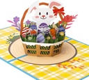 3D Pop Up Happy Easter Bunny in a Basket Greeting Card