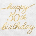 GOLD HAPPY 50TH BIRTHDAY BEVERAGE NAPKINS (16 ct) (500096)