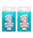 White & Polka Dot Number 1 Birthday Candle