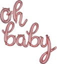 Oh Baby Rose Gold Air Filled Balloon Banner W/14ft Ribbon And Straw 1ct