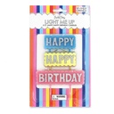 LIGHT ME UP 3CT HAPPY HAPPY BIRTHDAY CANDLE SKYBLUE/GOLD & PINK