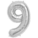 16" Silver Mylar Foil Number Balloons - 9